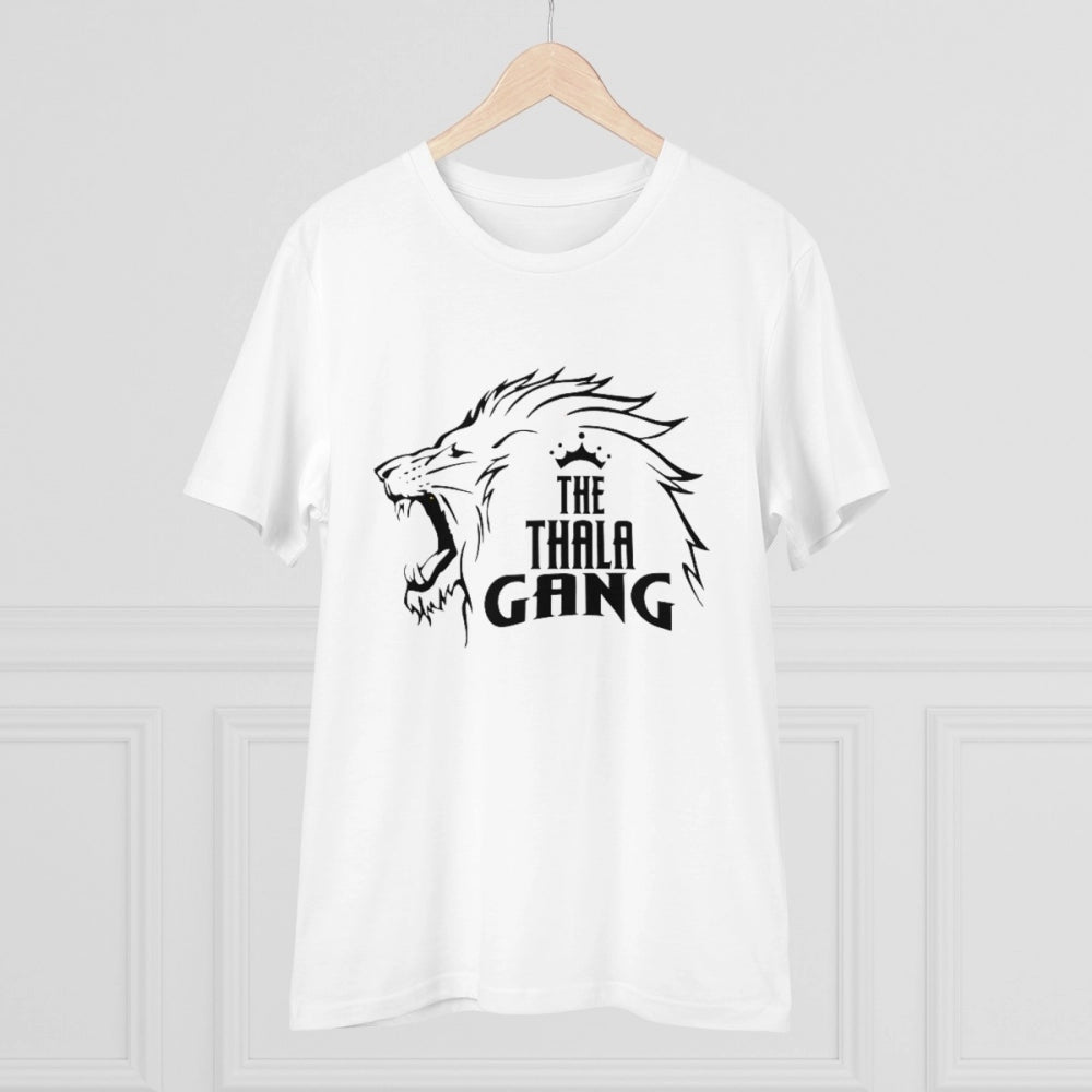 Men's PC Cotton Cricket Design Printed T Shirt (Color: White, Thread Count: 180GSM)