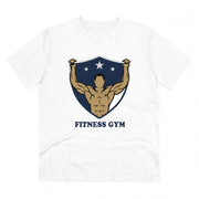 Men's PC Cotton Fittnes Gym Printed T Shirt (Color: White, Thread Count: 180GSM)