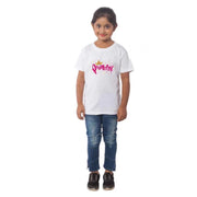 Girls Cotton Princess Half Sleeve TShirt (White)