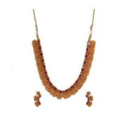 Women's Elegent Laxmi Coin Shape Jewellery Chowker Set (Red, Free Size)