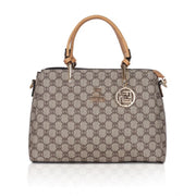 Women's Faux Leather Printed Handbag (Camel)