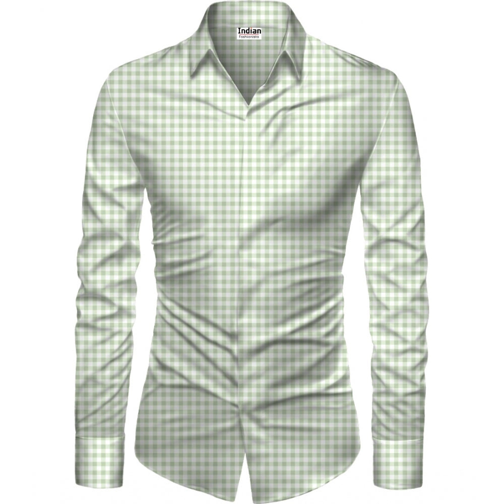 Men's Casual Floral Printed Cotton Blend Unstitched Shirt Fabric 1.6 Mtrs (Green)