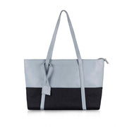 Women's Faux Leather Large Shoulder Zipper Handbag (Light Blue)