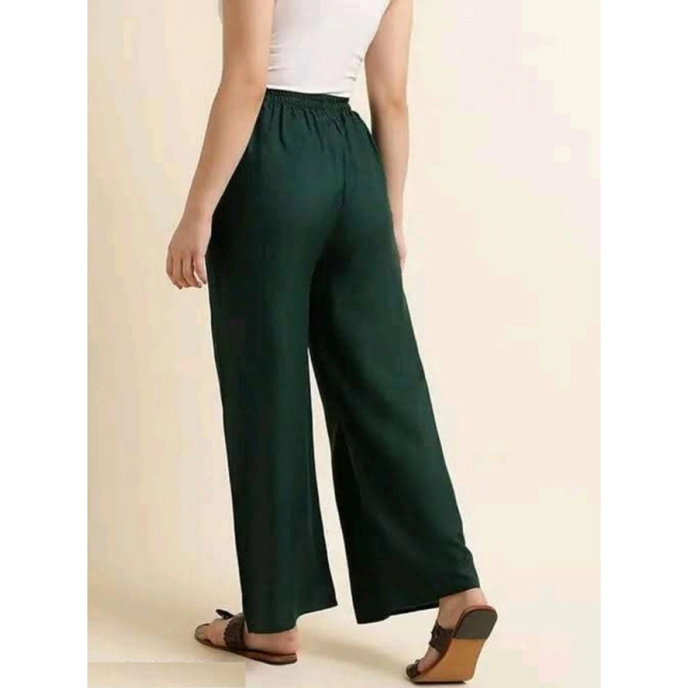 Women's Casual Rayon Solid Ankle Length Palazzo (Green, Free Size)