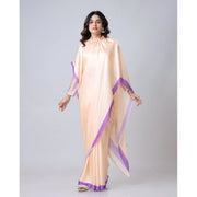 Women's Soft Crepe Silk Printed Ready To Wear Saree With Unstitched Blouse 5.5Mtr (Beige)