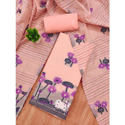 Women's Banarasi Silk Printed Unstitched Salwar Suit Material With Dupatta (Peach, 3Mtrs)