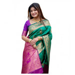 Women's Katan_Silk Zari_Weaving Saree With Unstitched Blouse 5.5Mtr (Dark_Green)