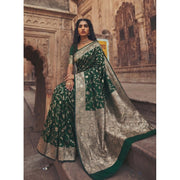 Women's Art Silk Printed Saree With Unstitched Blouse 5.5Mtr (Green)