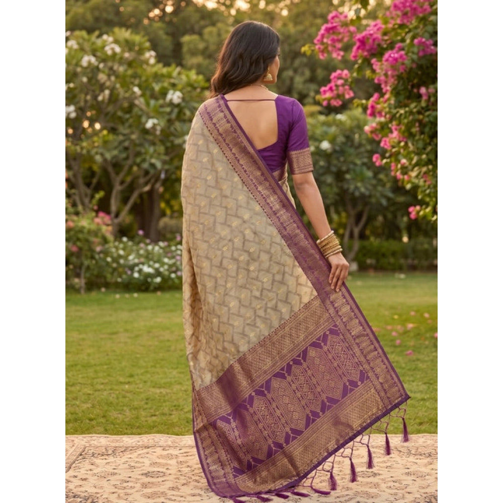 Women's Cotton Printed Saree With Unstitched Blouse 5.5Mtr (Multicolor)