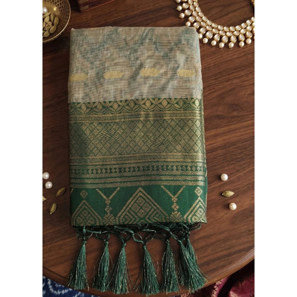Women's Cotton Printed Saree With Unstitched Blouse 5.5Mtr (Multicolor)