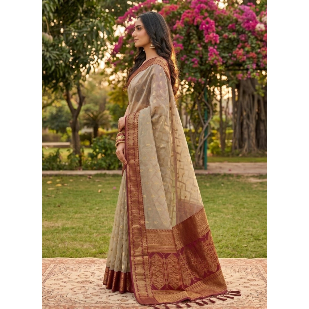 Women's Cotton Printed Saree With Unstitched Blouse 5.5Mtr (Multicolor)