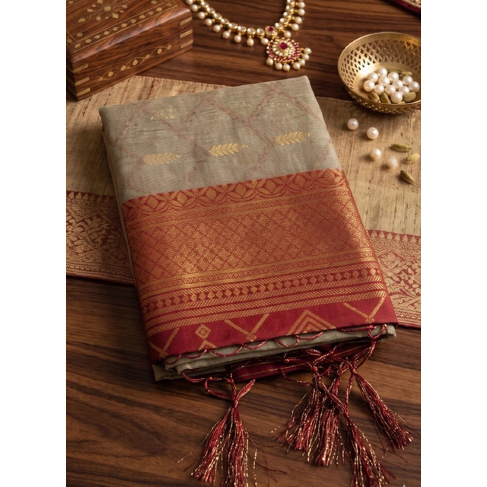 Women's Cotton Printed Saree With Unstitched Blouse 5.5Mtr (Multicolor)