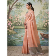 Women's Tissue Silk Solid Saree With Unstitched Blouse 5.5Mtr (Peach)