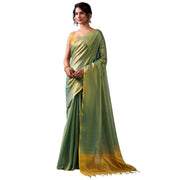Women's Tissue Silk Solid Saree With Unstitched Blouse 5.5Mtr (Light Green)
