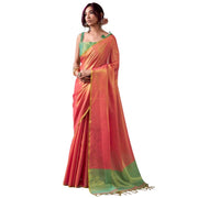 Women's Tissue Silk Solid Saree With Unstitched Blouse 5.5Mtr (Peach)