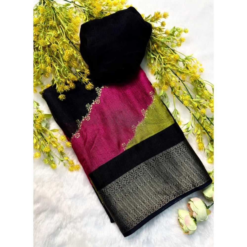 Women's Dola Silk Embellished Saree With Unstitched Blouse 5.5Mtr (Multicolor)