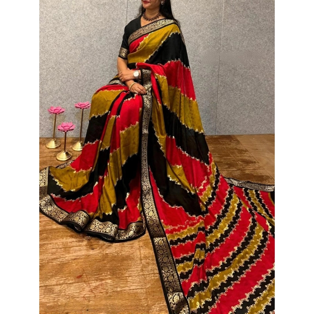 Women's Dola Silk Embellished Saree With Unstitched Blouse 5.5Mtr (Multicolor)