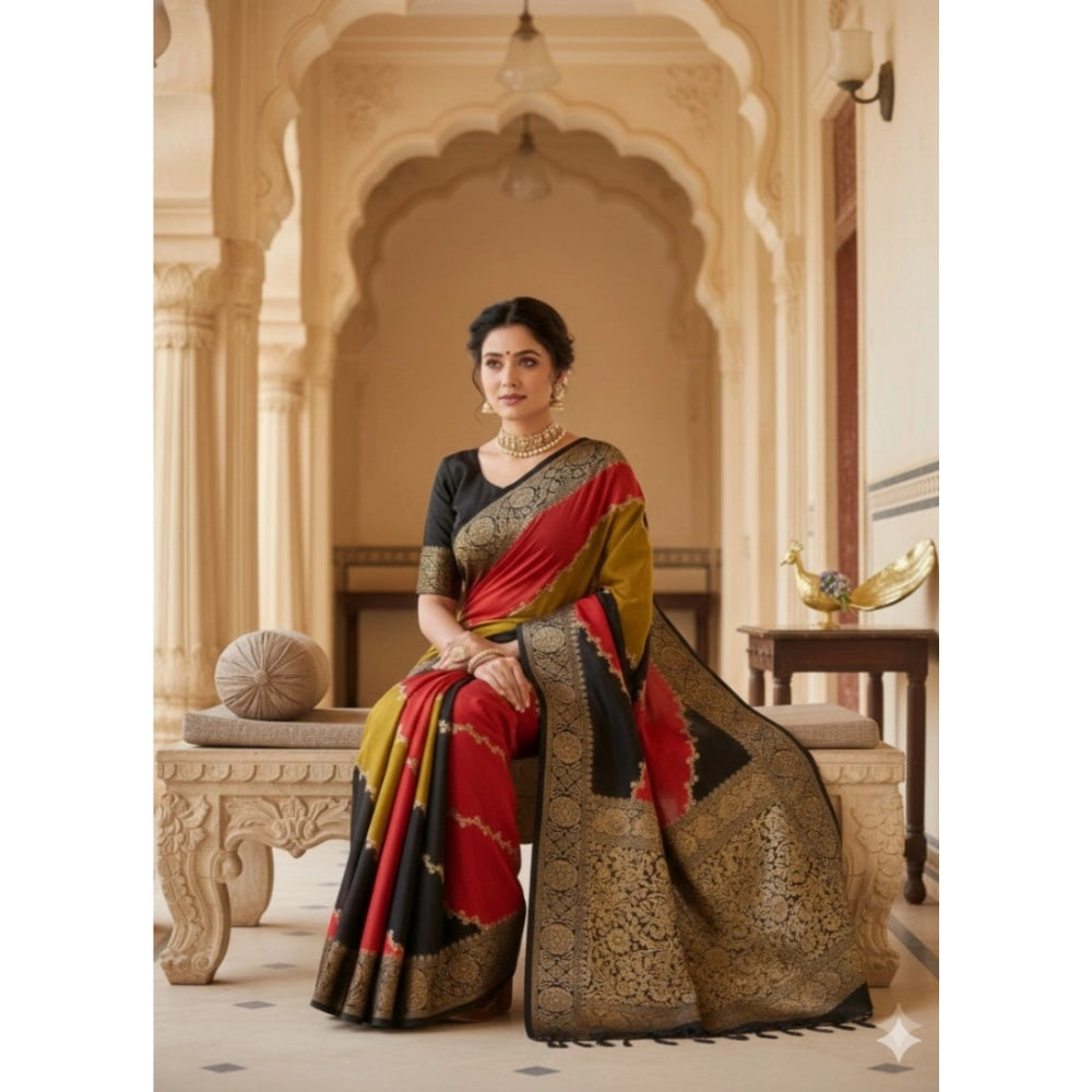Women's Dola Silk Embellished Saree With Unstitched Blouse 5.5Mtr (Multicolor)