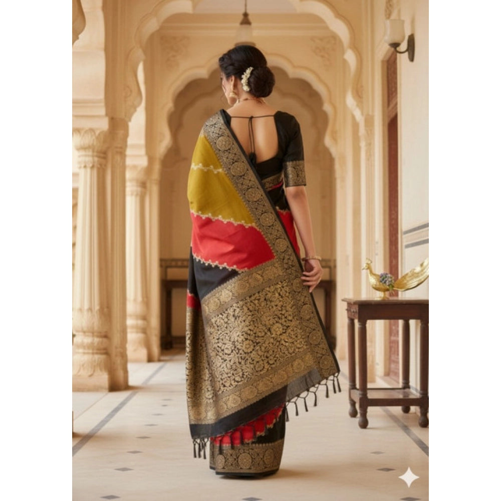 Women's Dola Silk Embellished Saree With Unstitched Blouse 5.5Mtr (Multicolor)