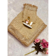 Women's Silk Embellished Saree With Unstitched Blouse 5.5Mtr (Beige)