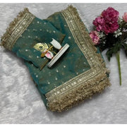 Women's Silk Embellished Saree With Unstitched Blouse 5.5Mtr (Green)