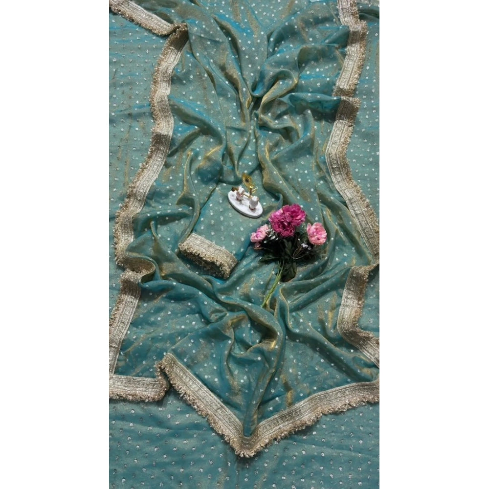 Women's Silk Embellished Saree With Unstitched Blouse 5.5Mtr (Green)