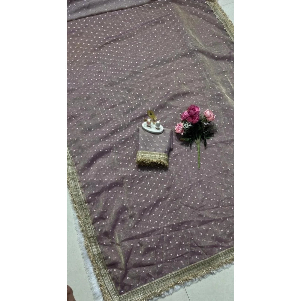 Women's Silk Embellished Saree With Unstitched Blouse 5.5Mtr (Lavender)