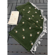 Women's Georgette Embellished Saree With Unstitched Blouse 5.5Mtr (Green)