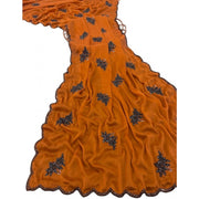 Women's Viscose Silk Embroidered Saree With Unstitched Blouse 5.5Mtr (Orange)